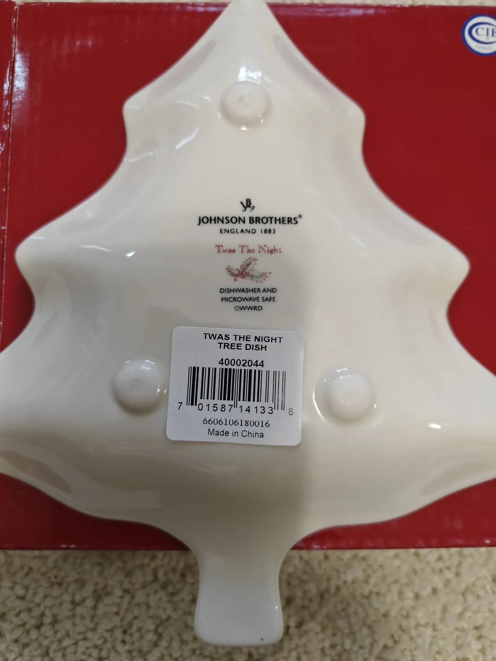 Johnson Brothers Cream and Red Tree-Shaped Serving Dish
